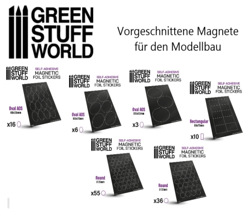 Green Stuff  Vorgeschnittene Magnete - in verschiedenen Ausführungen